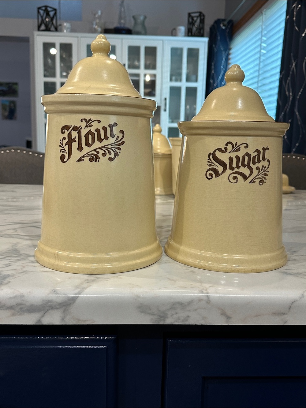 Pfalzgraff Cream Ceramic Flour and Sugar Canisters - Set of 2